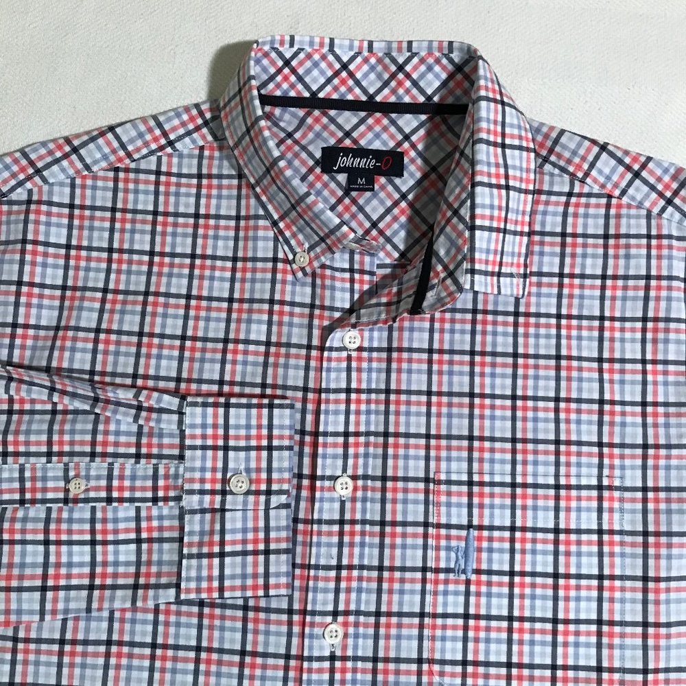 johnnie-O Red and Blue Plaid Casual Button Down Shirt